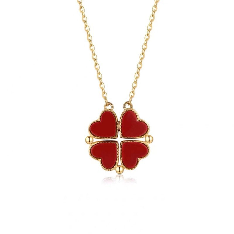 18K Gold-Plated Red Onyx Magnetic Necklace