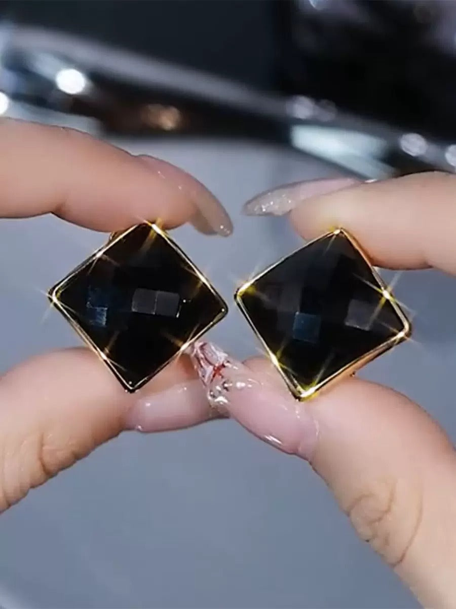 Black beauty zircon earrings(Gold plated)