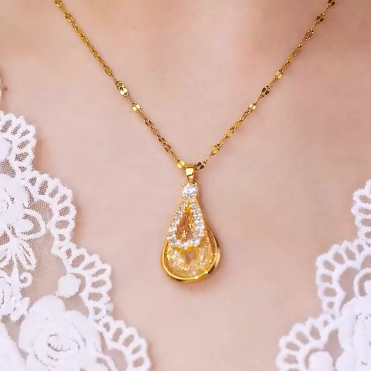 High-end zirconia necklace(24k gold plated)