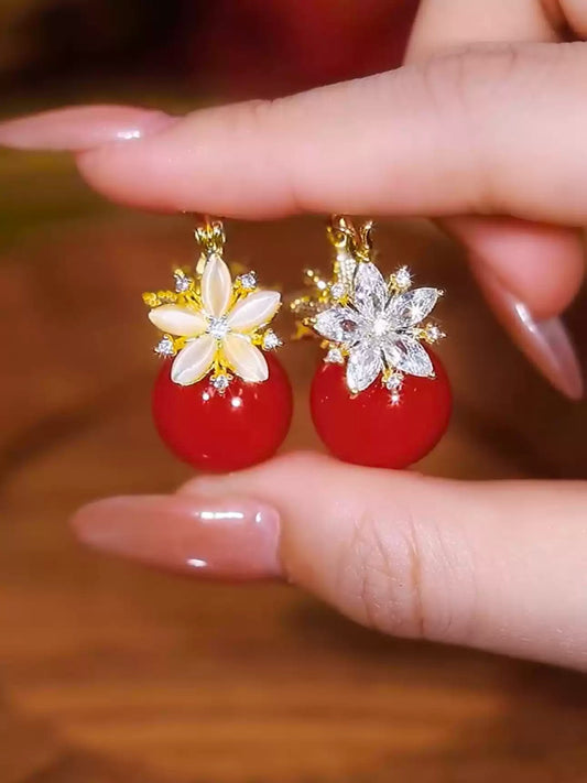 hot-selling temperament double-sided flower earrings