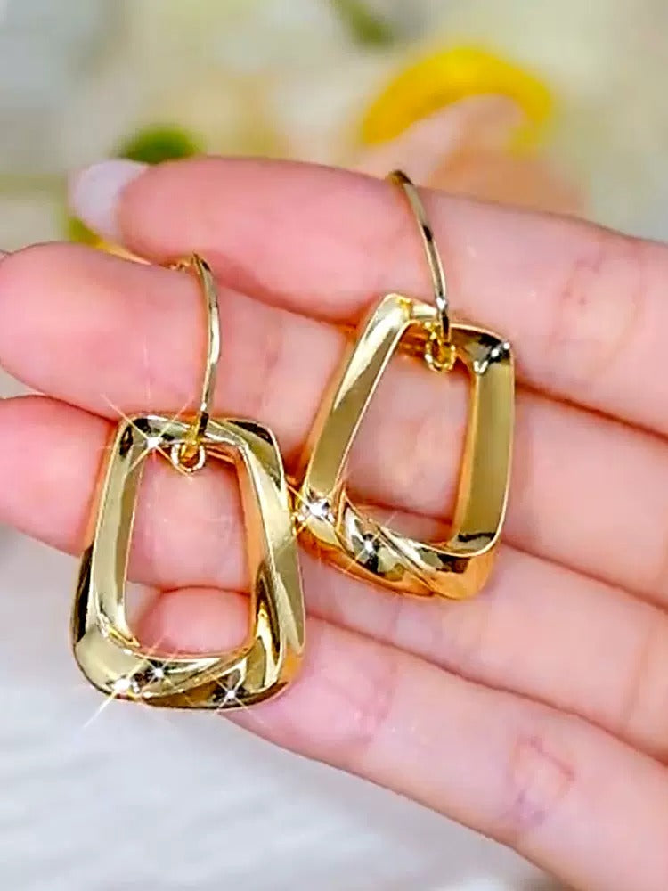 geometric ear clip earrings(gold plated)