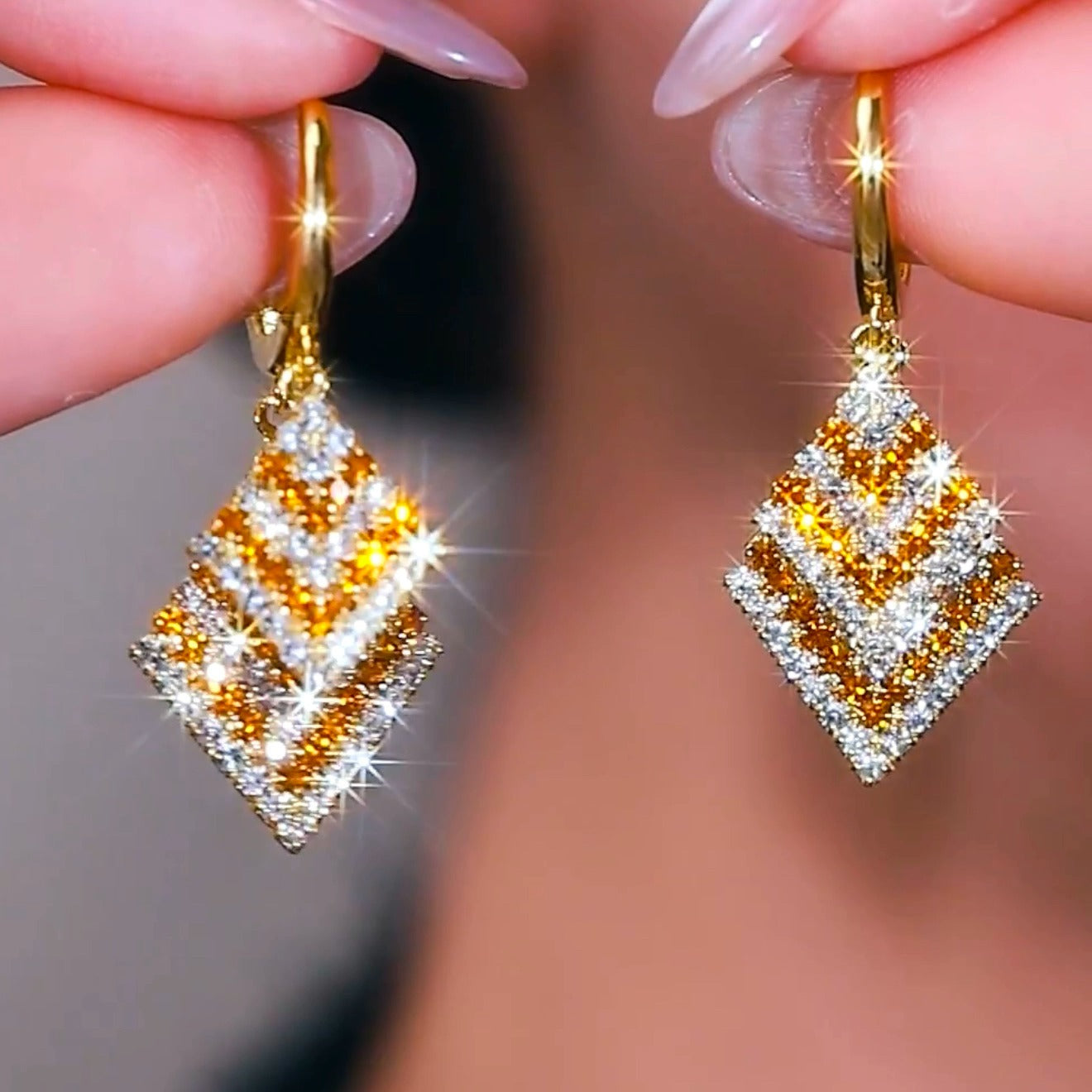 Super shiny diamond zircon earrings(24k gold plated)