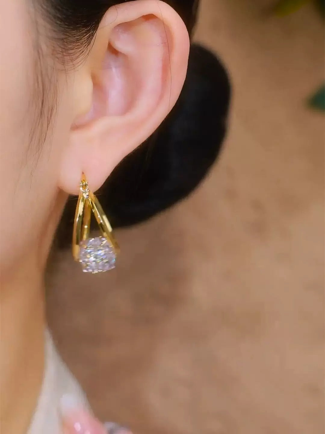 Gold plated diamond zirrcon earrings