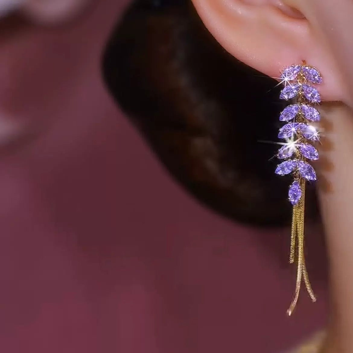 High end zircon tassel earrings(18k gold plated)