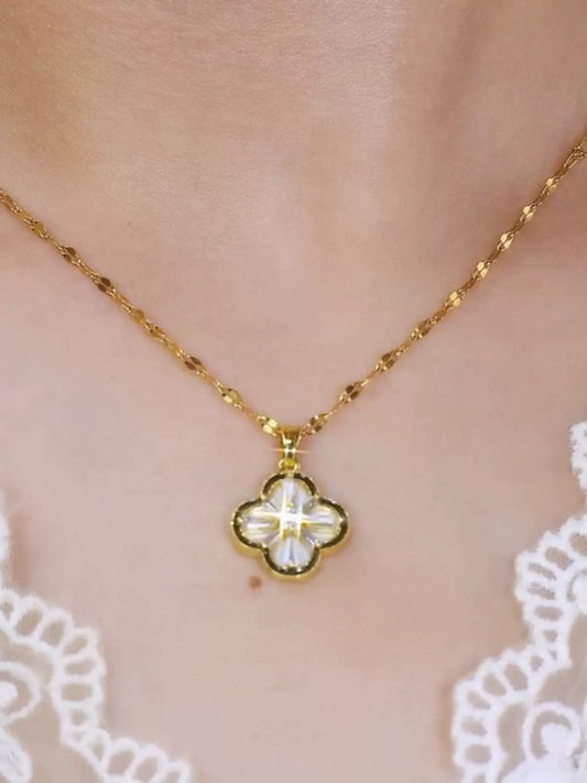 Modern Clover Diamond zircon necklace(24K GOLD PLATED)