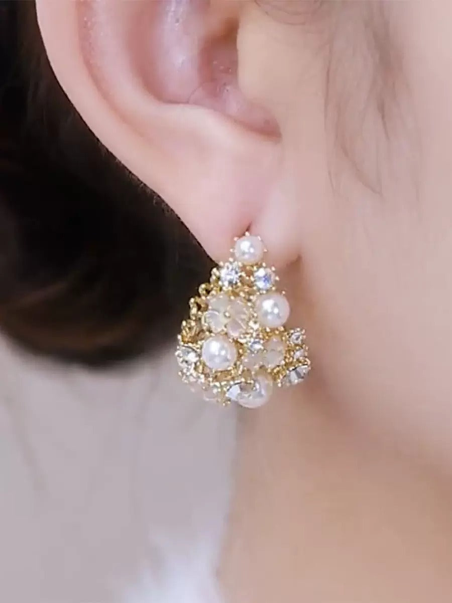 Trendy flower zircon earrings(18k gold plated)