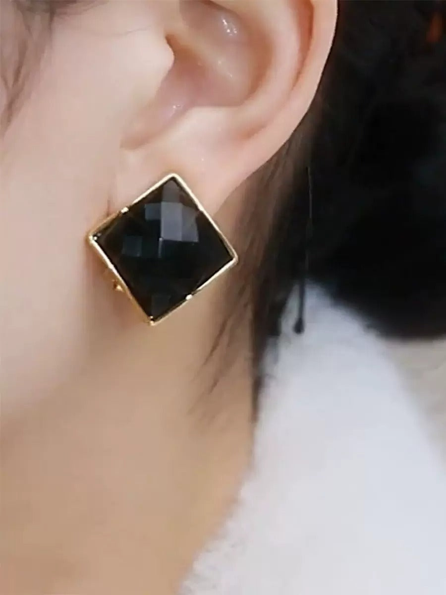 Black beauty zircon earrings(Gold plated)