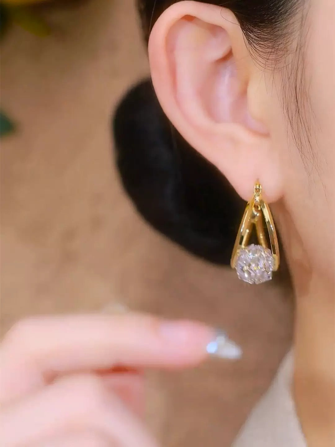 Gold plated diamond zirrcon earrings