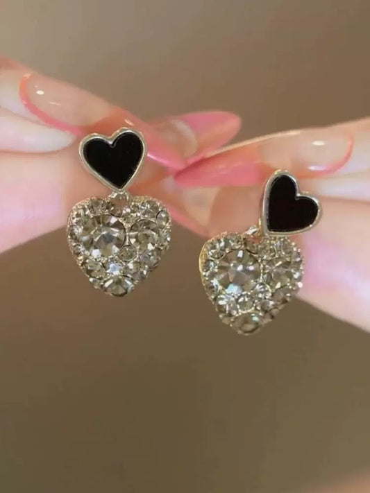 Double love heart crystal earrings