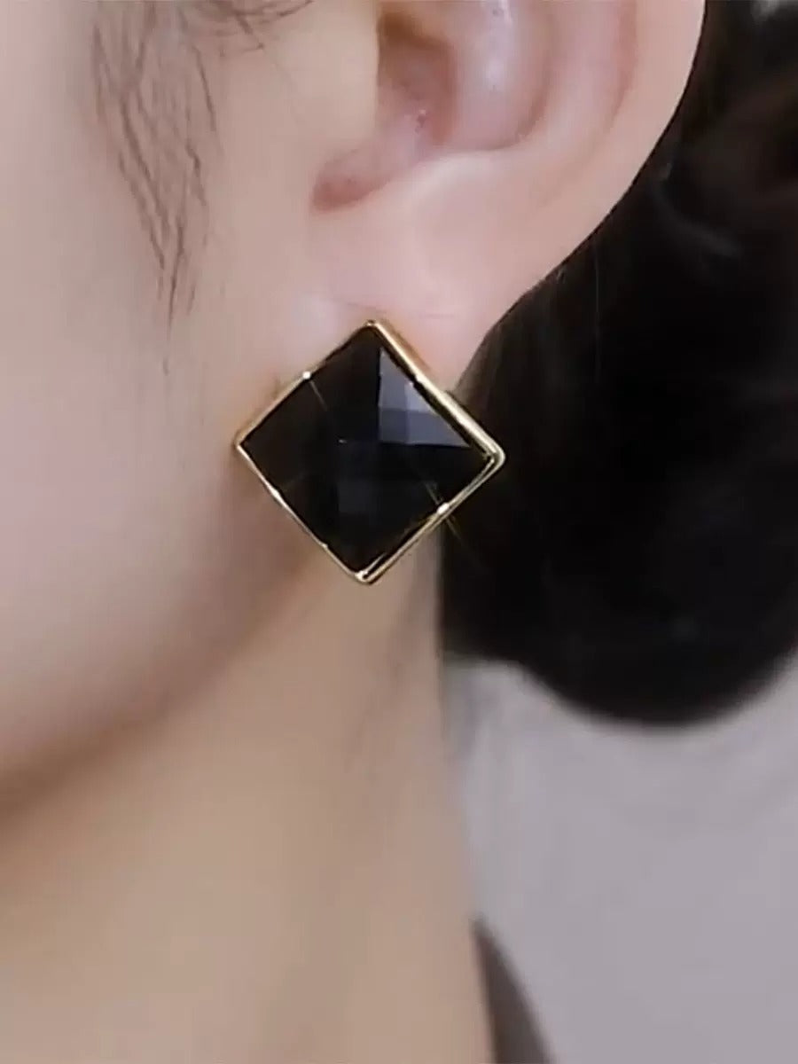 Black beauty zircon earrings(Gold plated)