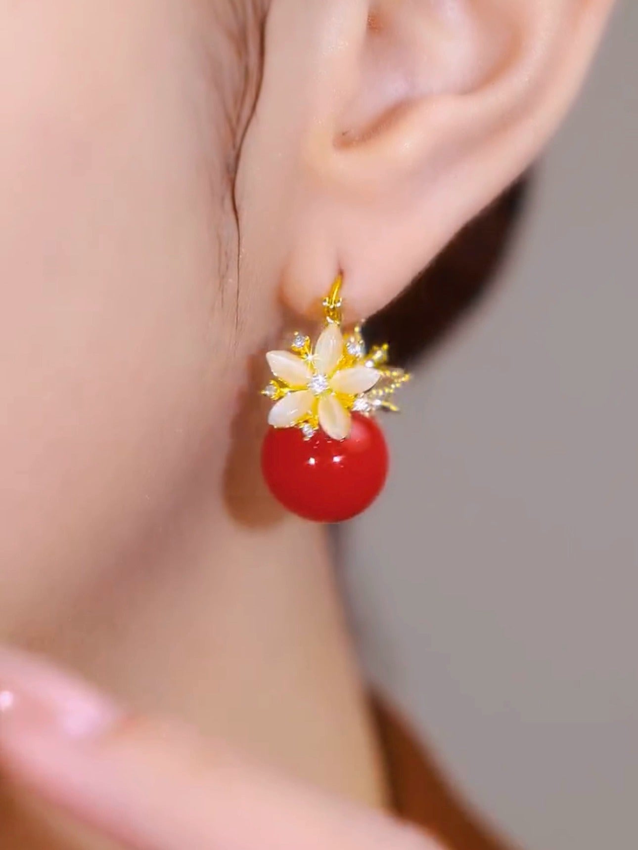 hot-selling temperament double-sided flower earrings