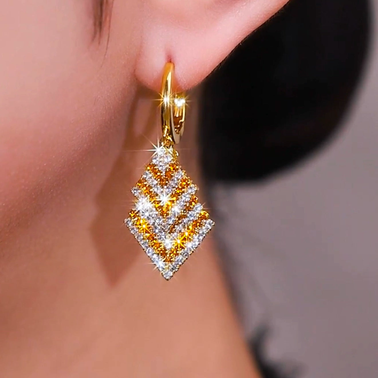 Super shiny diamond zircon earrings(24k gold plated)