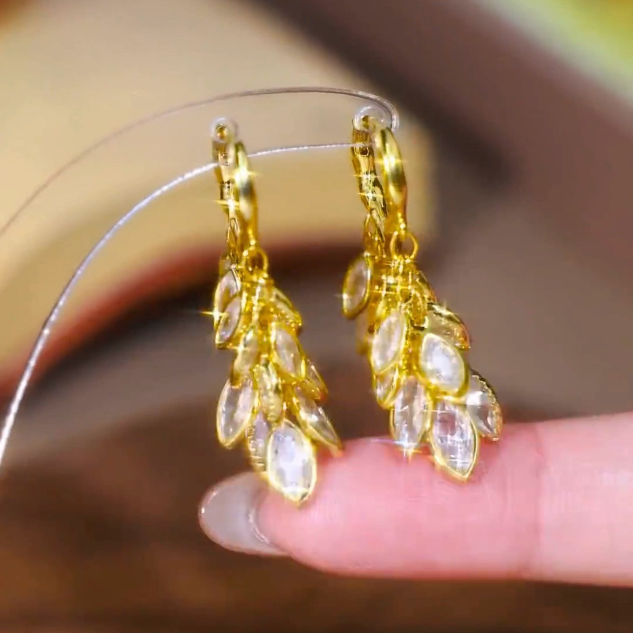 Cubic zirconia gold plated earrings