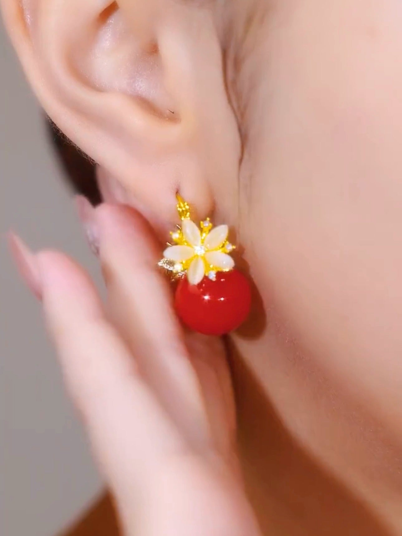 hot-selling temperament double-sided flower earrings