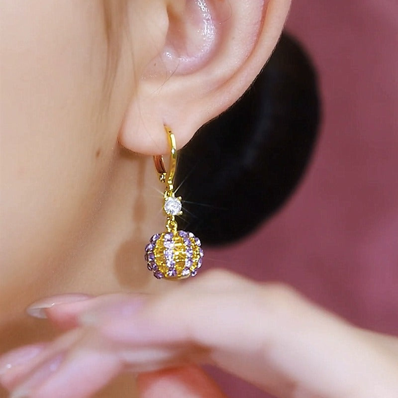 Ball diamond zircon earrings(18k gold plated)