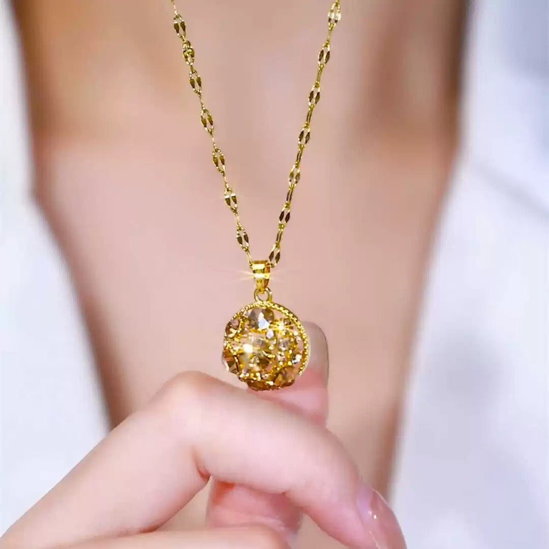 Diamond round clavicle necklace(18k gold plated)