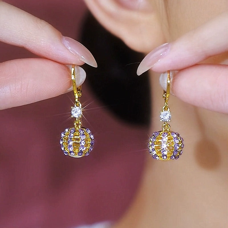 Ball diamond zircon earrings(18k gold plated)