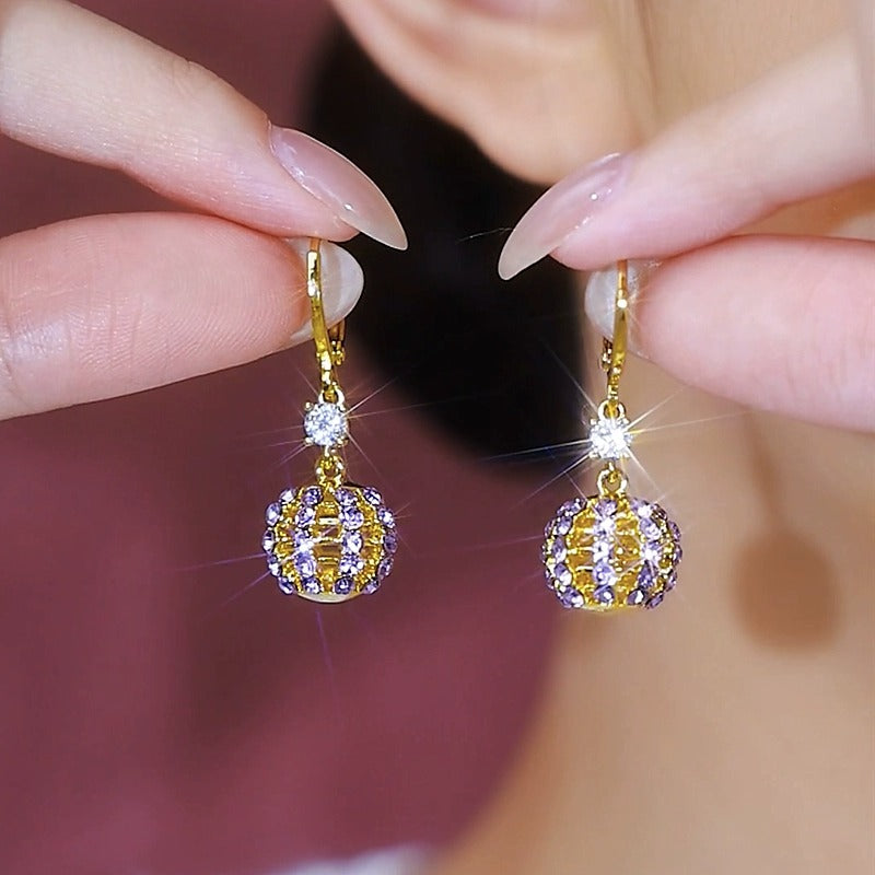 Ball diamond zircon earrings(18k gold plated)