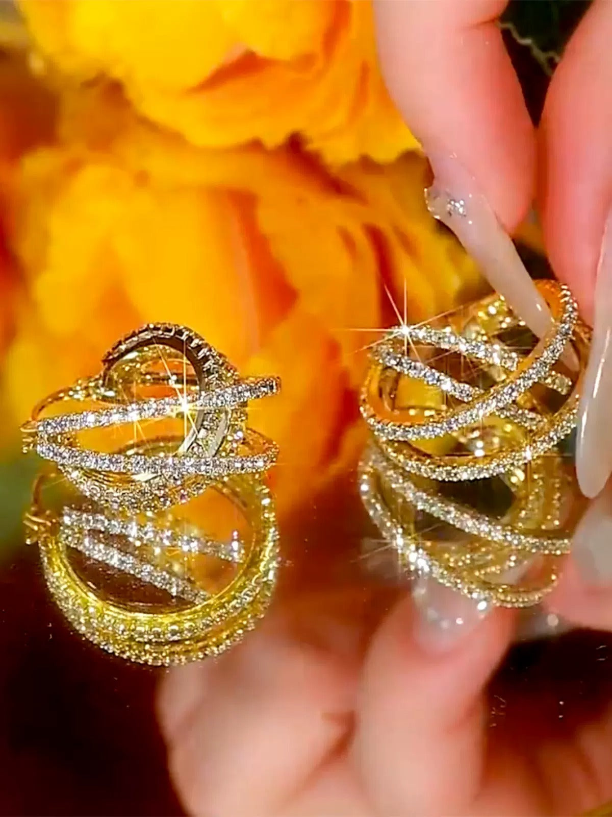 High end micro zircon earrings(gold plated)