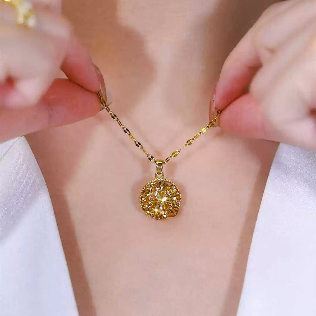 Diamond round clavicle necklace(18k gold plated)