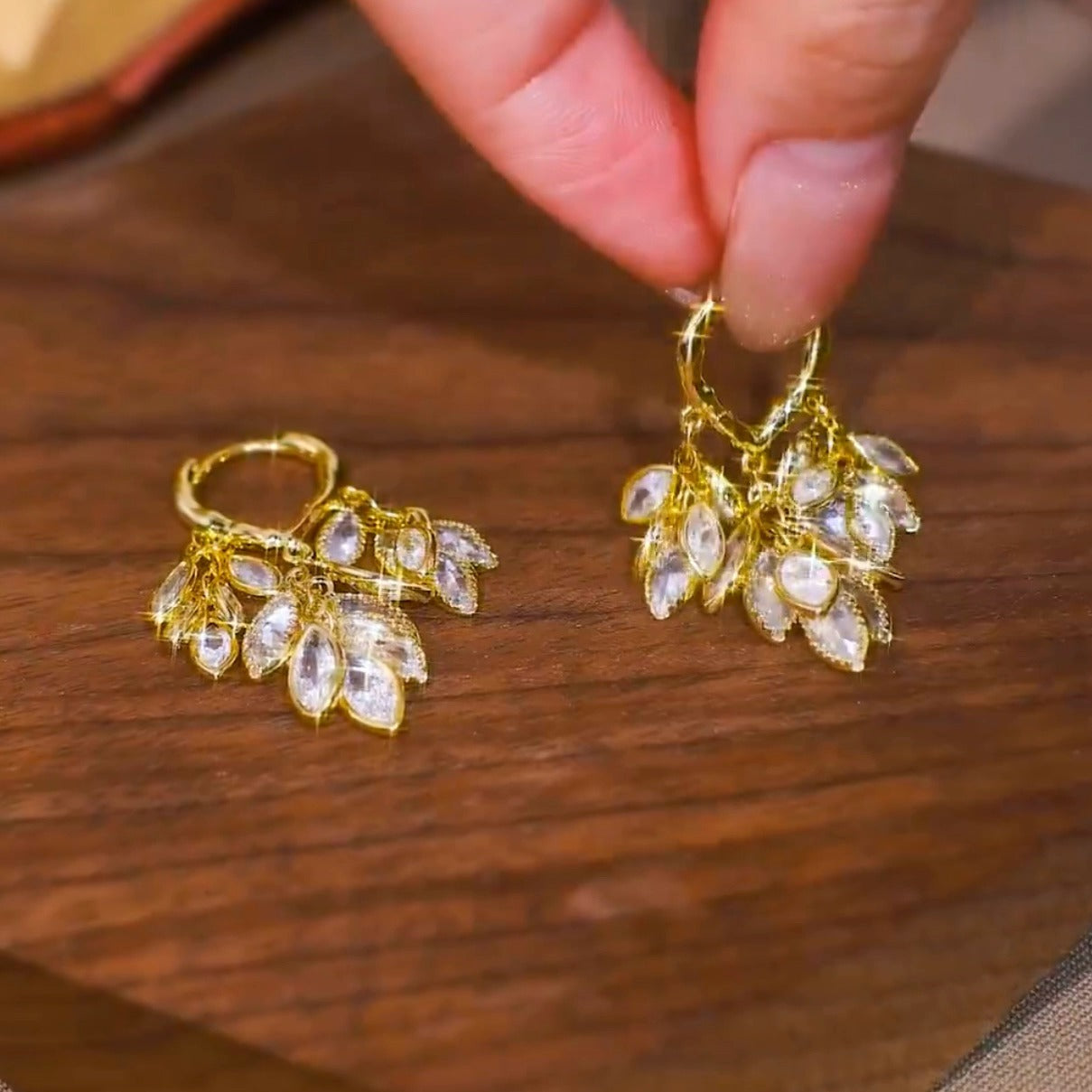 Cubic zirconia gold plated earrings