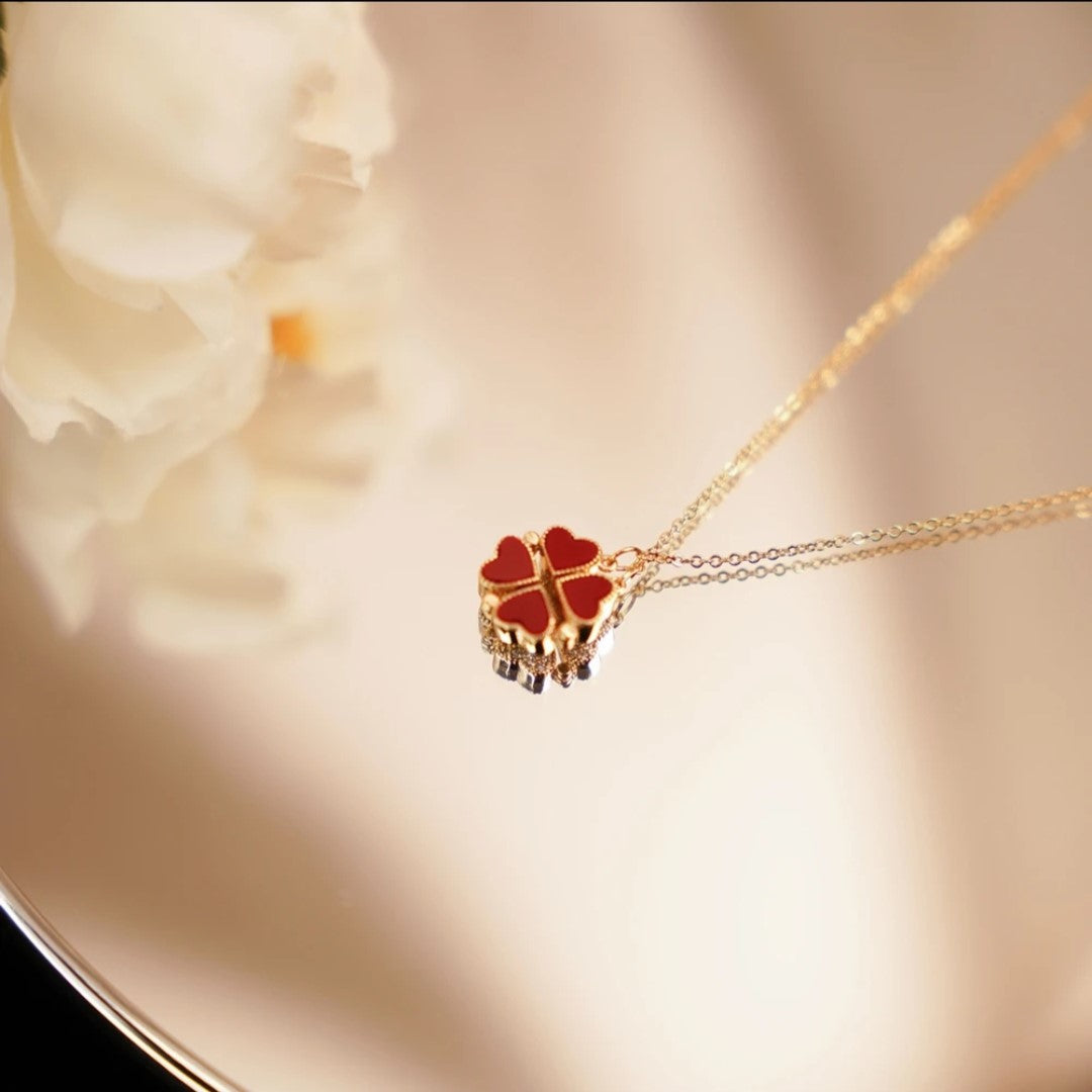 18K Gold-Plated Red Onyx Magnetic Necklace