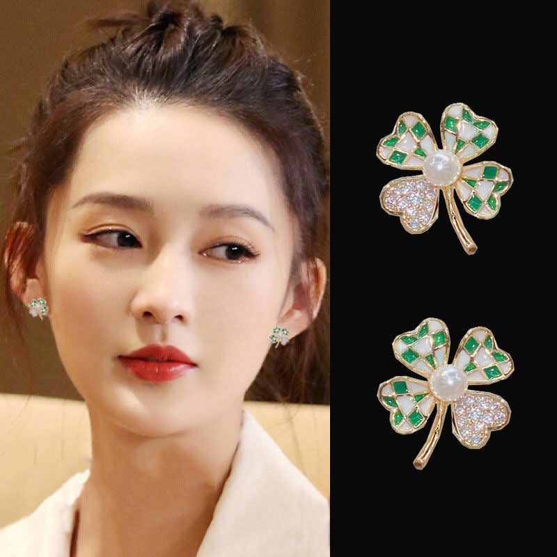 trendy four-leaf clover earrings