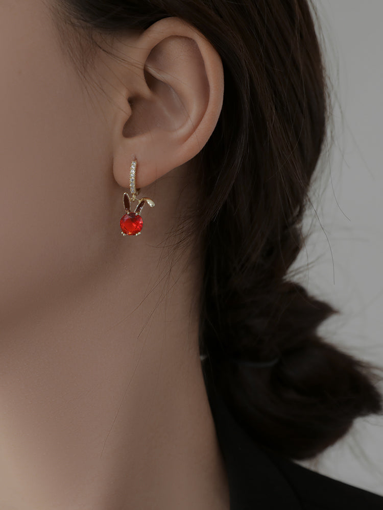 luxurious red rabbit earrings