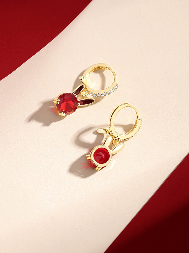 luxurious red rabbit earrings